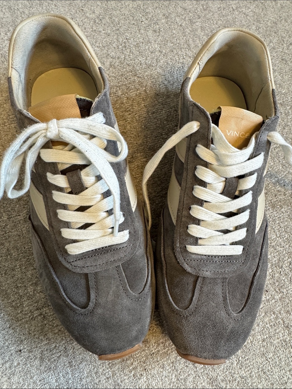 Vince Gray Suede Sneakers with White Accents